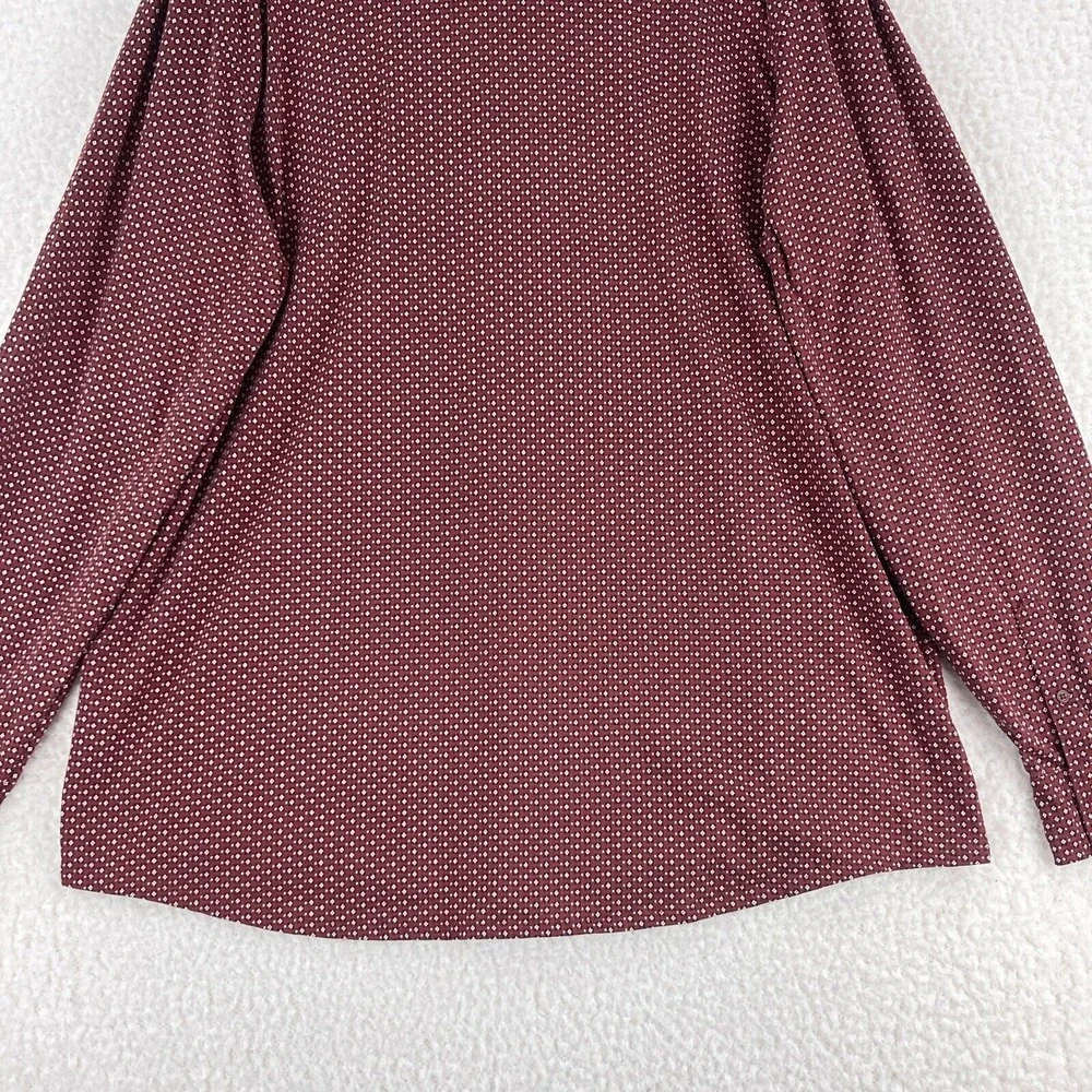Lands'‎ End Red Long Sleeve Polo Shirt Mens Collared Stretch Geo Print Size XXL